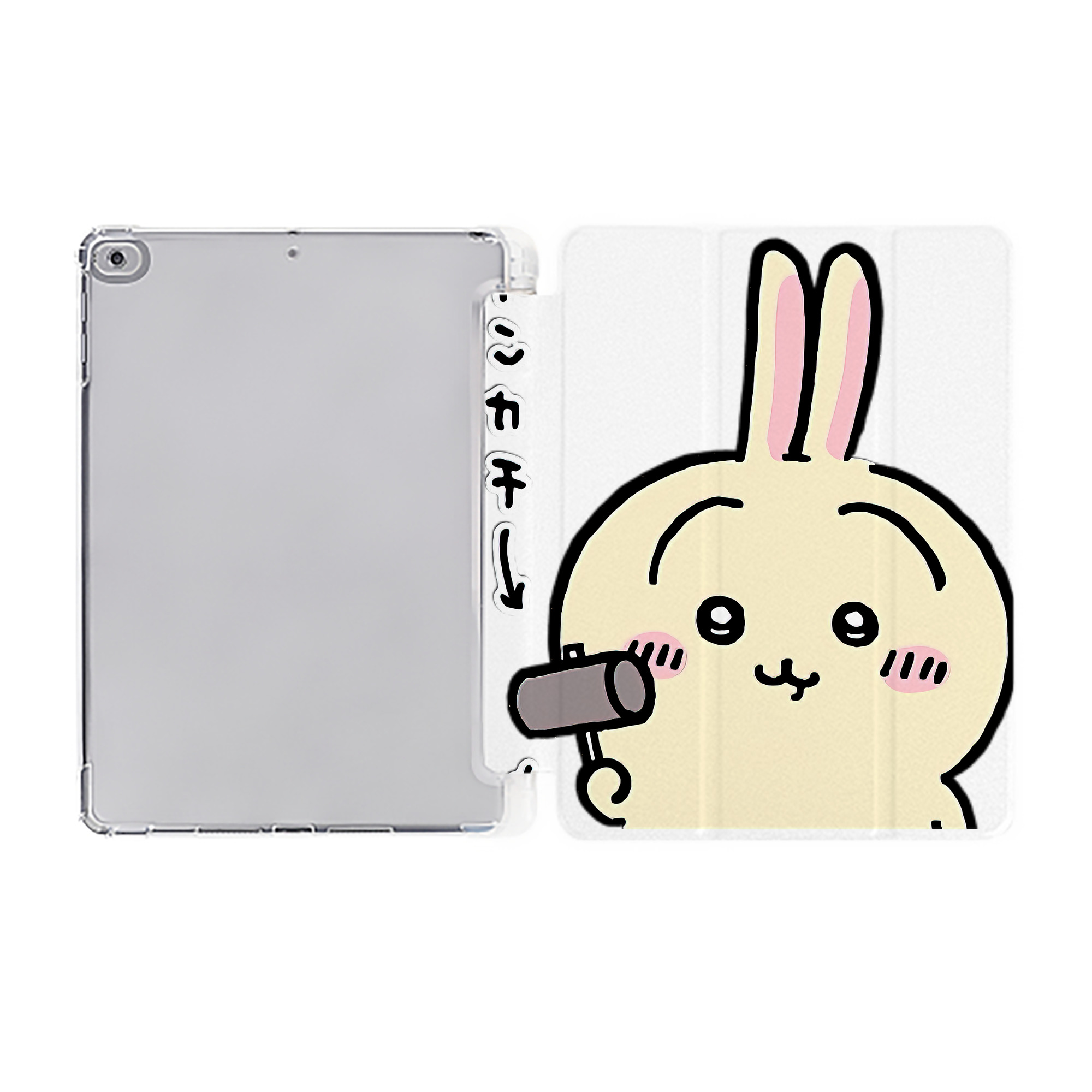 （画像用） ちいかわ うさぎ Chii-kawa usagi IPad ケース ペン収納付き 三つ折りスタンド PUレザー×シリコン 対応機種9.5/10.5/10.9インチ